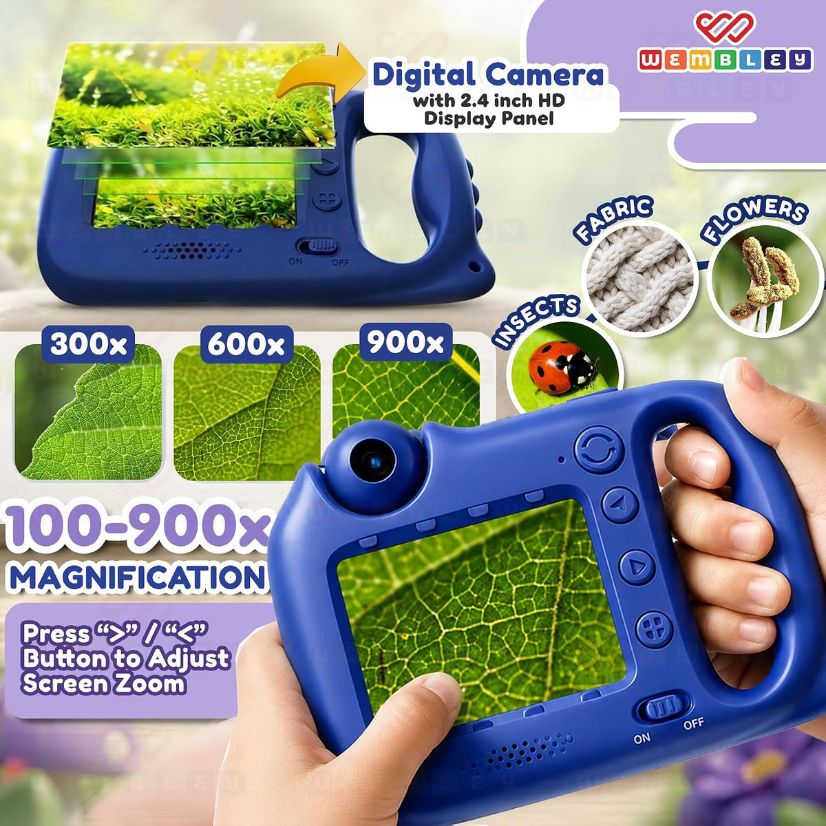 3-in-1 Toy Camera & Digital Microscope for Kids (Dino Theme)
