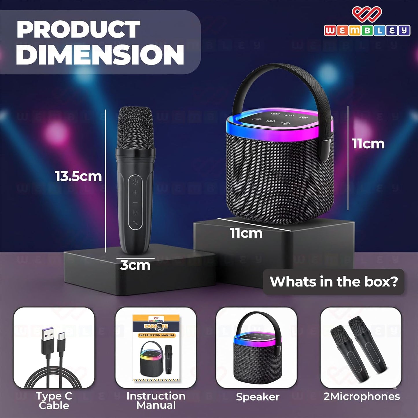 Wireless Karaoke Bluetooth Speaker with Microphones (Black)