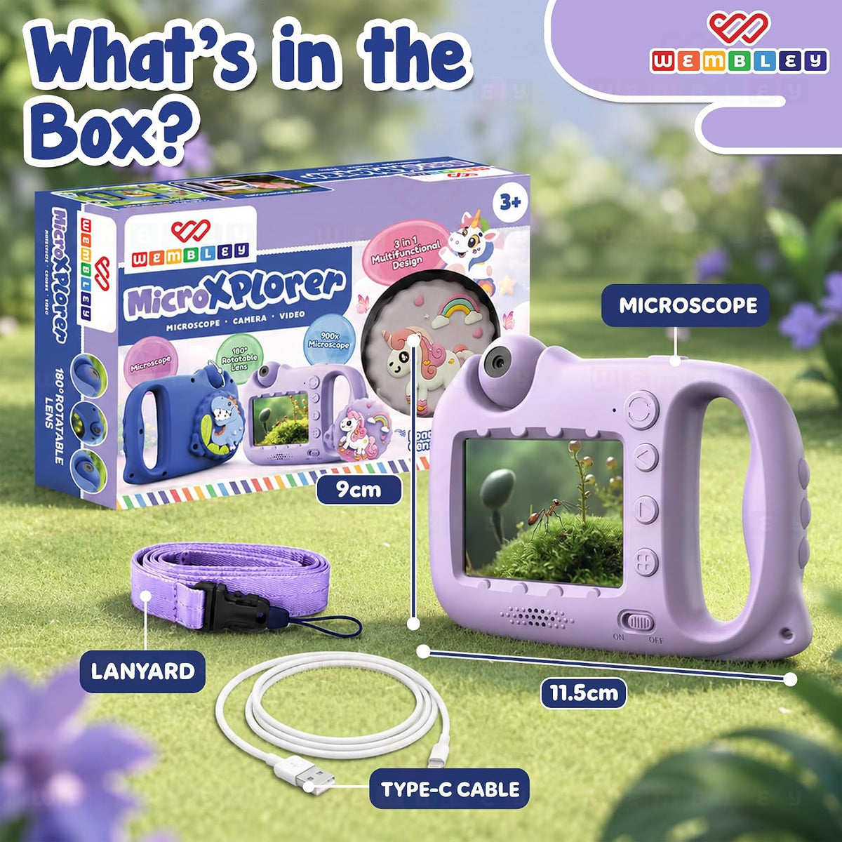 3-in-1 Toy Camera & Digital Microscope for Kids (Unicorn Theme)