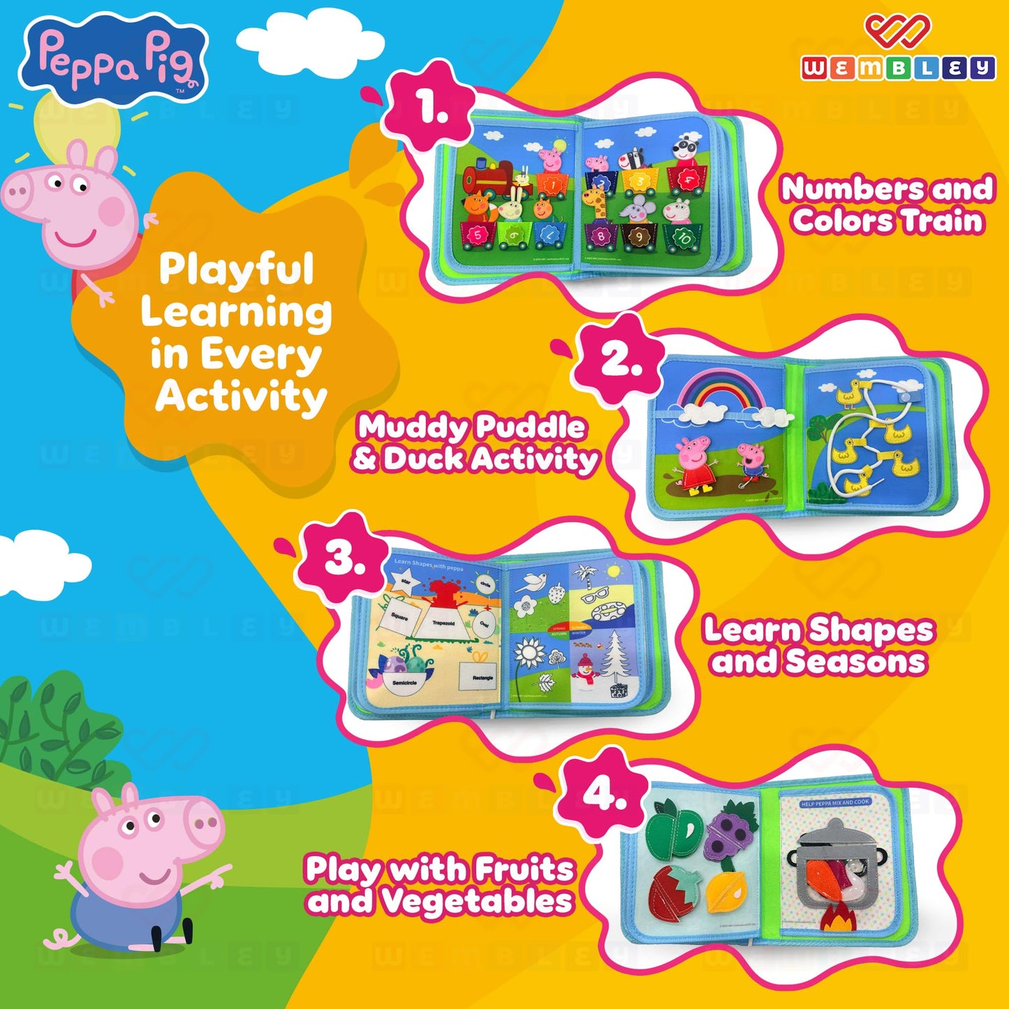 Peppa Pig-Themed Busy Book with 5 Finger Puppets
