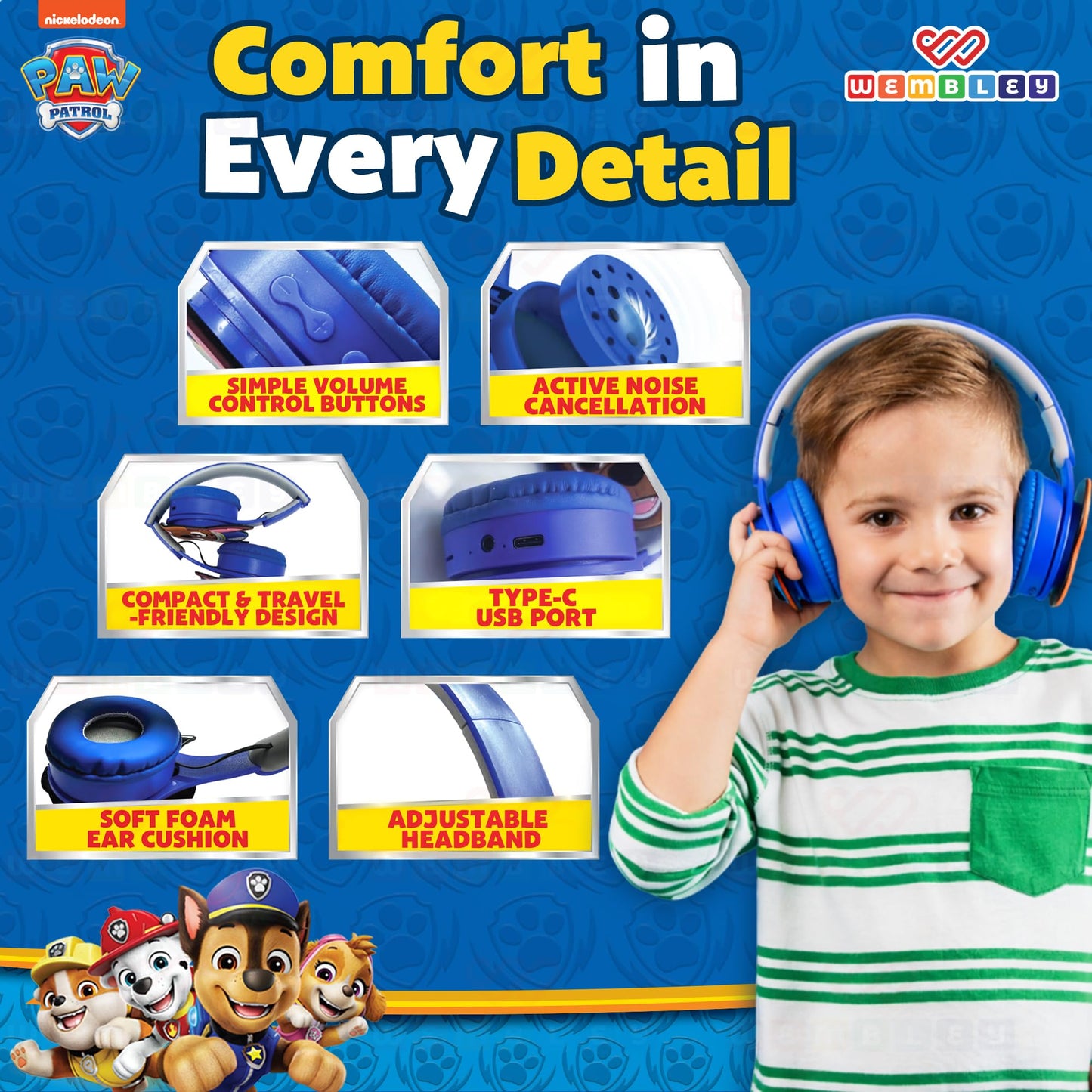 Paw Patrol-Themed Wireless Headphone with Mic for Kids