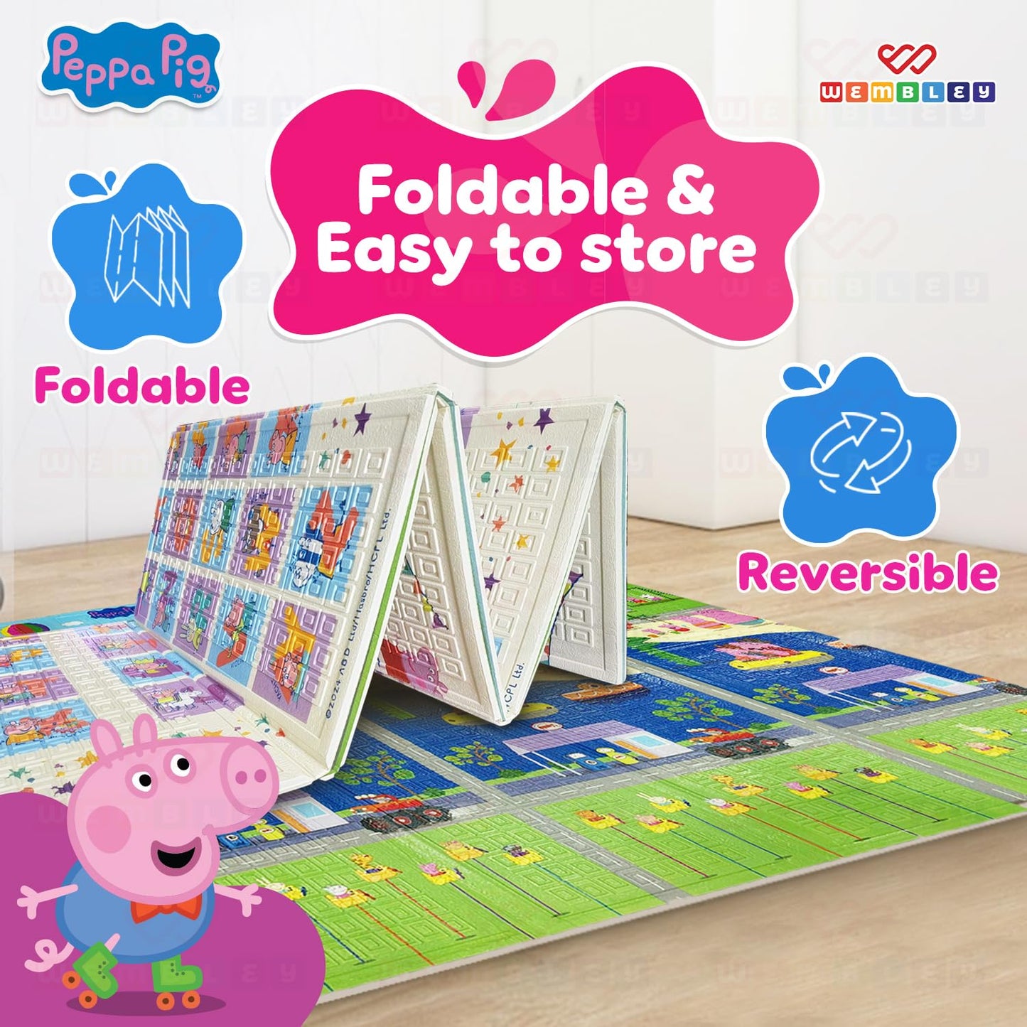 2-In-1 Reversible Peppa Pig Play Mat for Babies