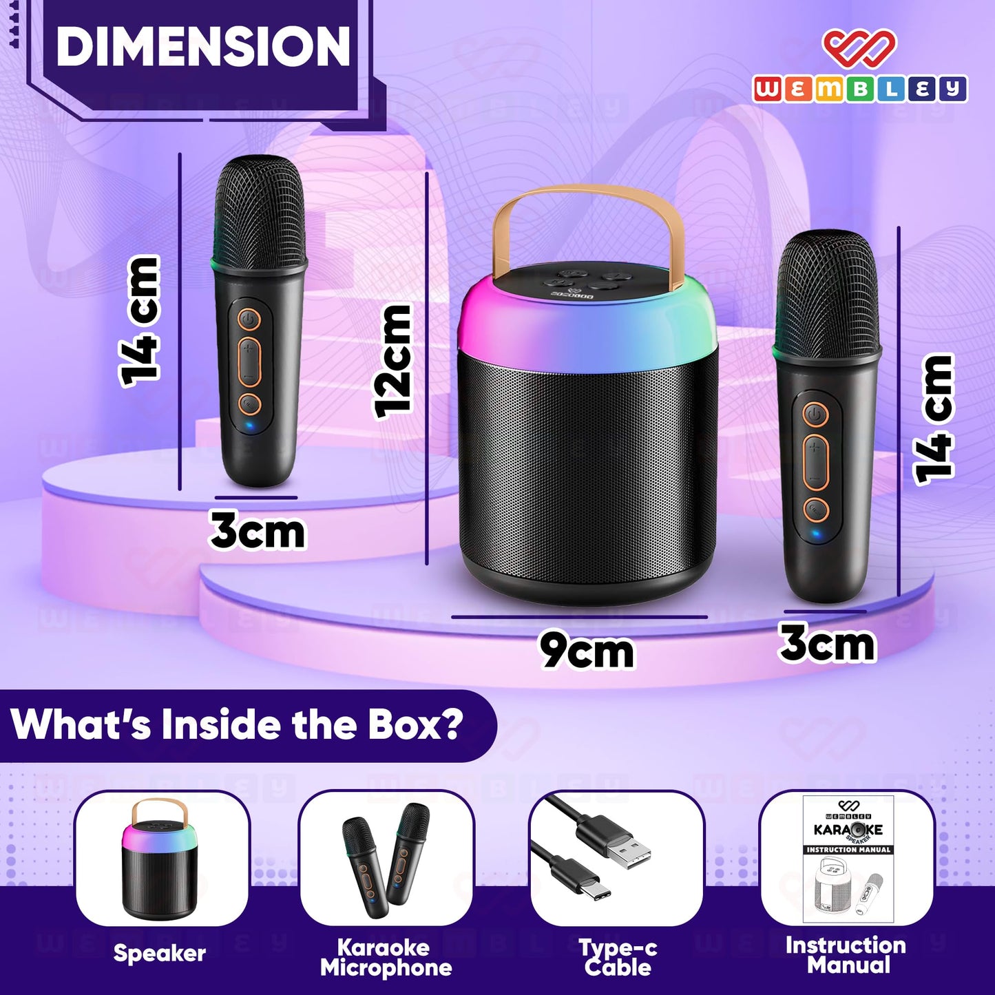 Bucket-Style Wireless Karaoke Speaker Set with Two Microphones