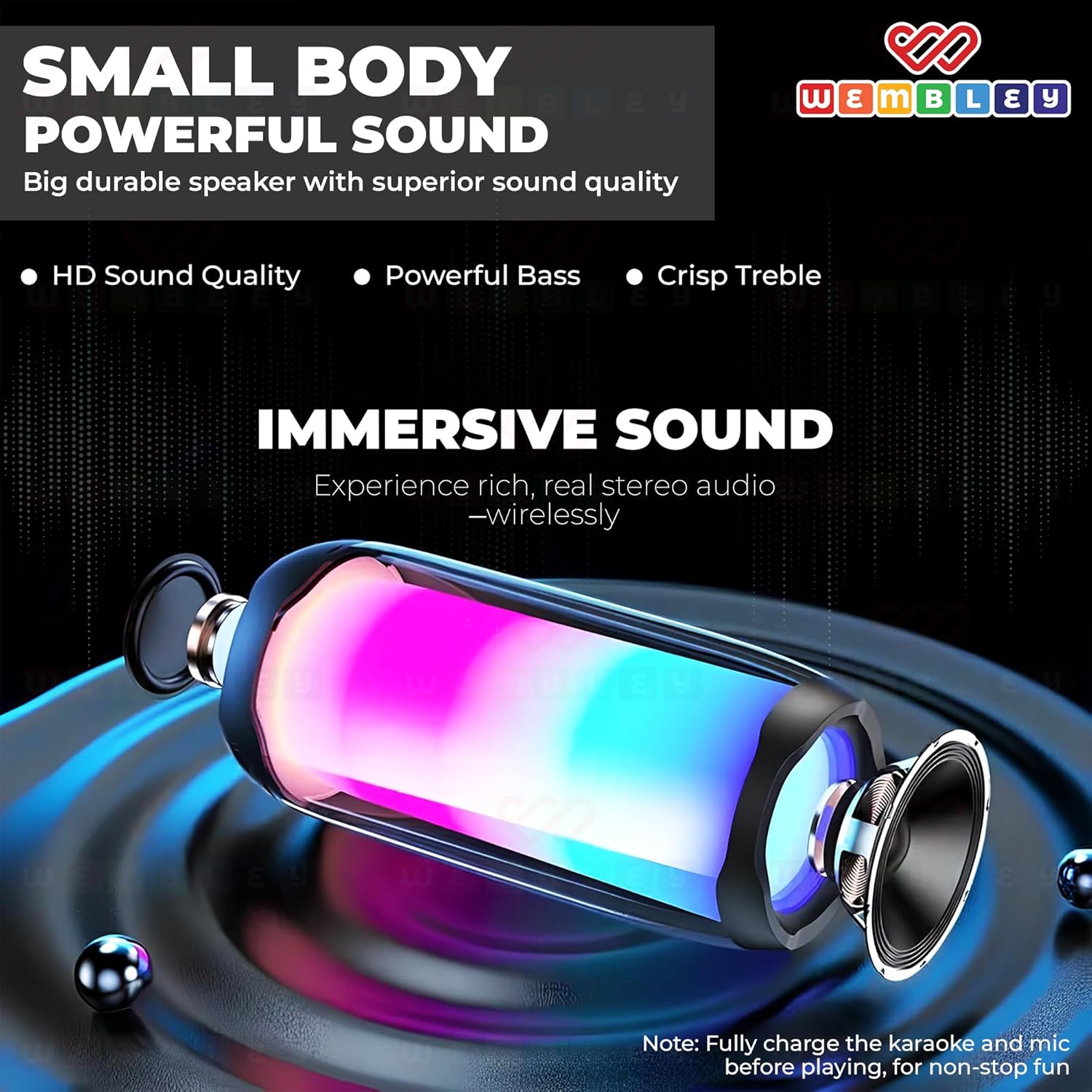 Stylish Wireless Karaoke Speaker with RGB Lights