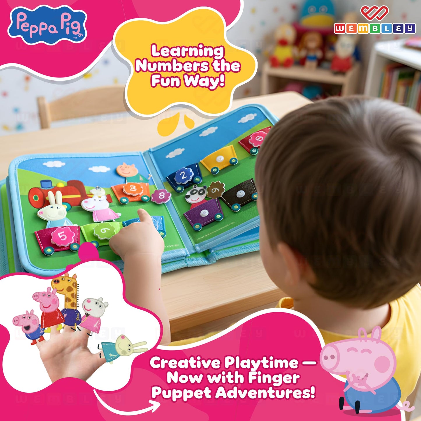 Peppa Pig-Themed Busy Book with 5 Finger Puppets