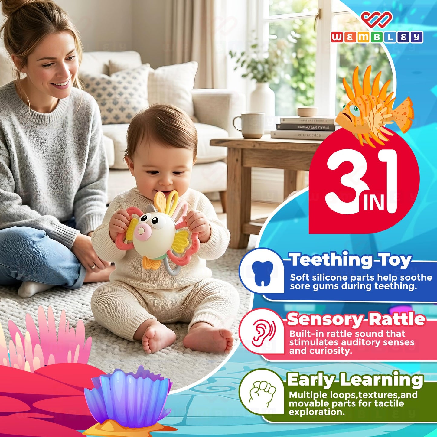 Lionfish Mini Teething Buddy for Babies