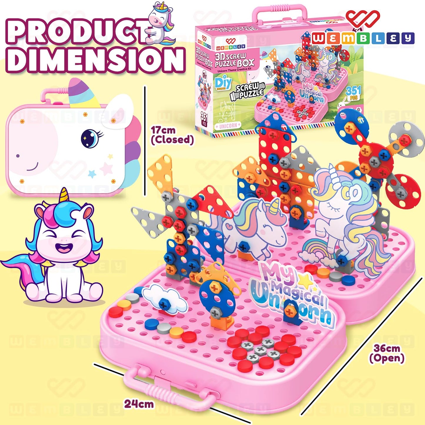 2-In-1 2D & 3D Unicorn Puzzle Set for Kids