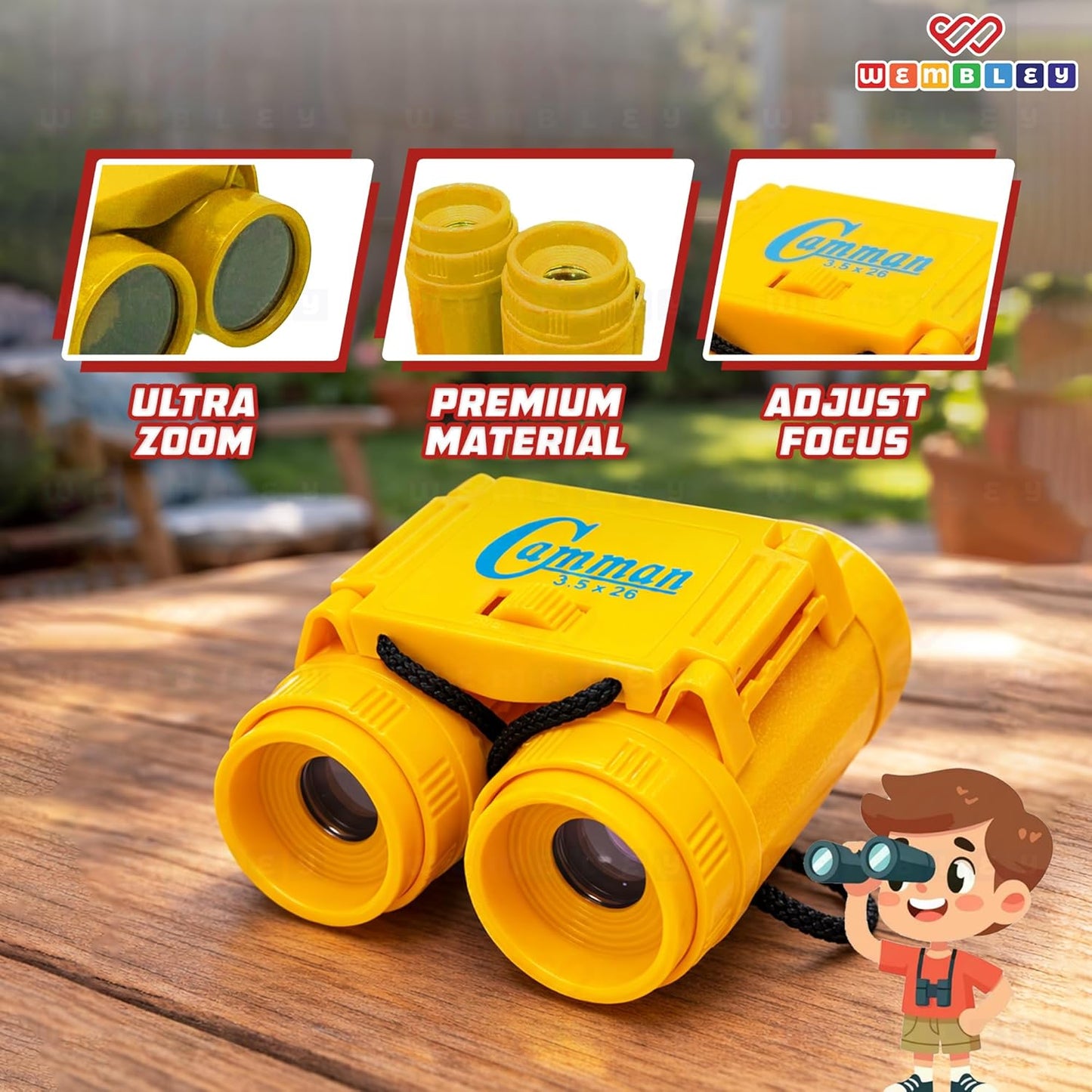 Wembley Mini Kids Binoculars with Ultra Zoom & Neck Strap