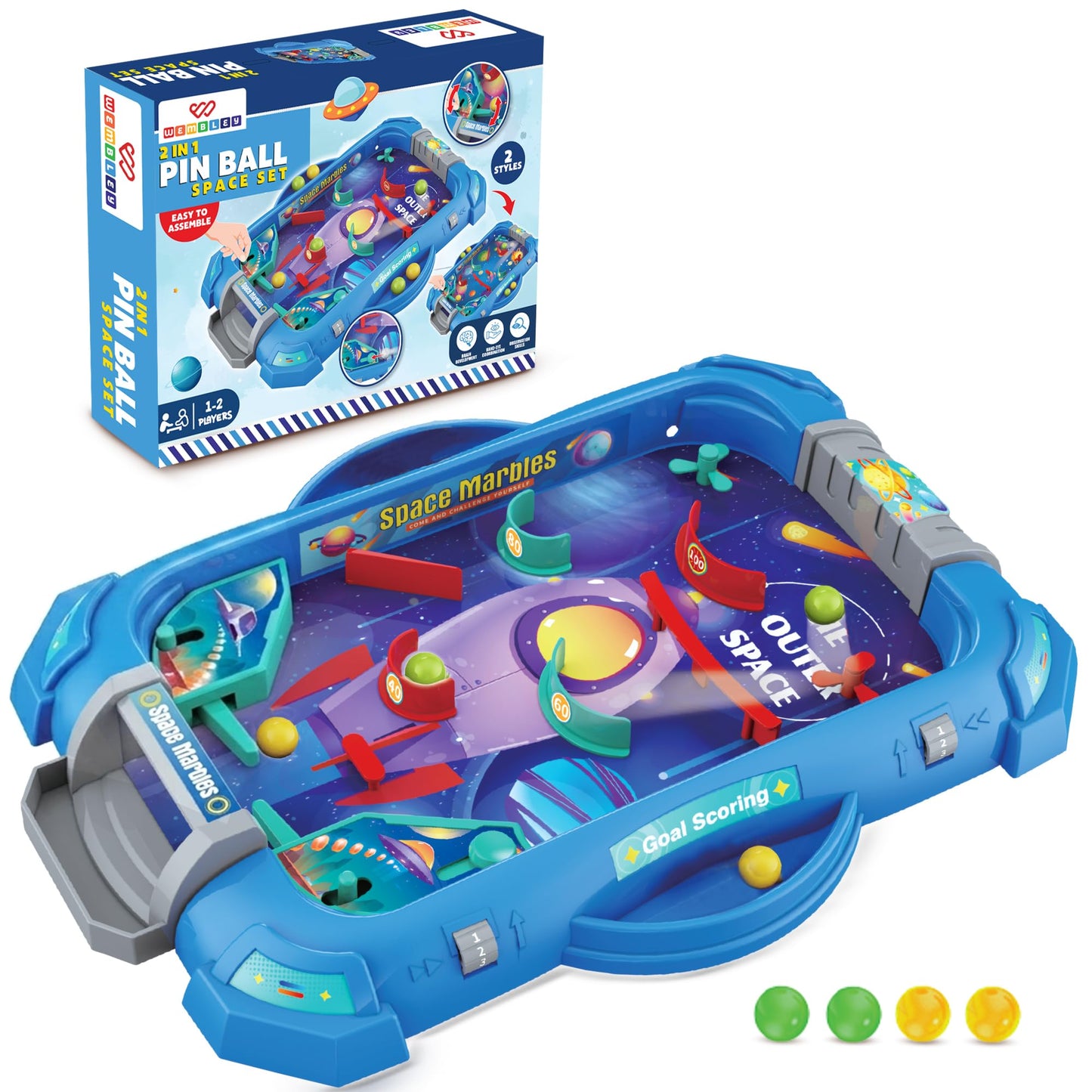 2-in-1 Pinball Machine Game for Kids