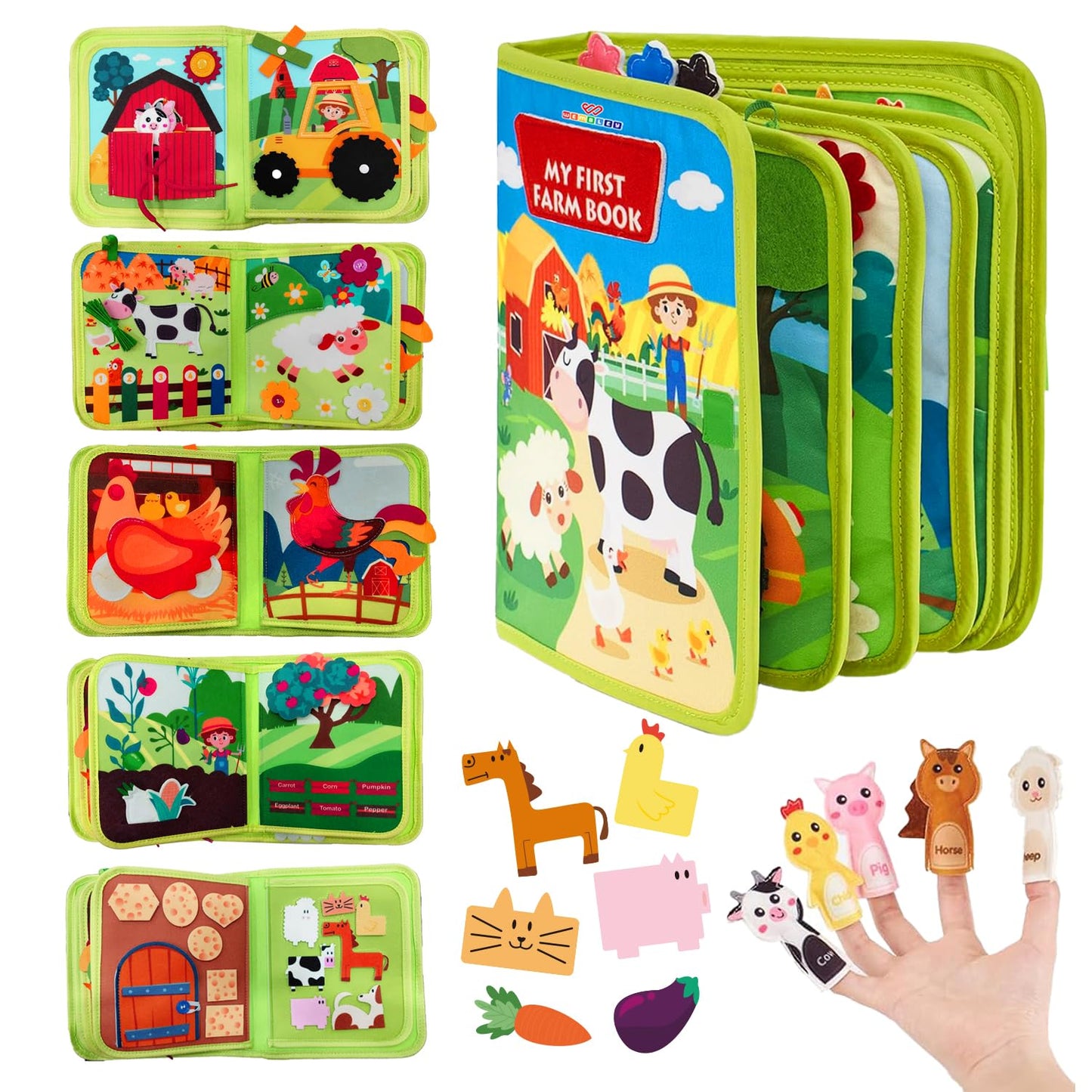 Educational Sensory Busy Book for Kids (Farm Theme)