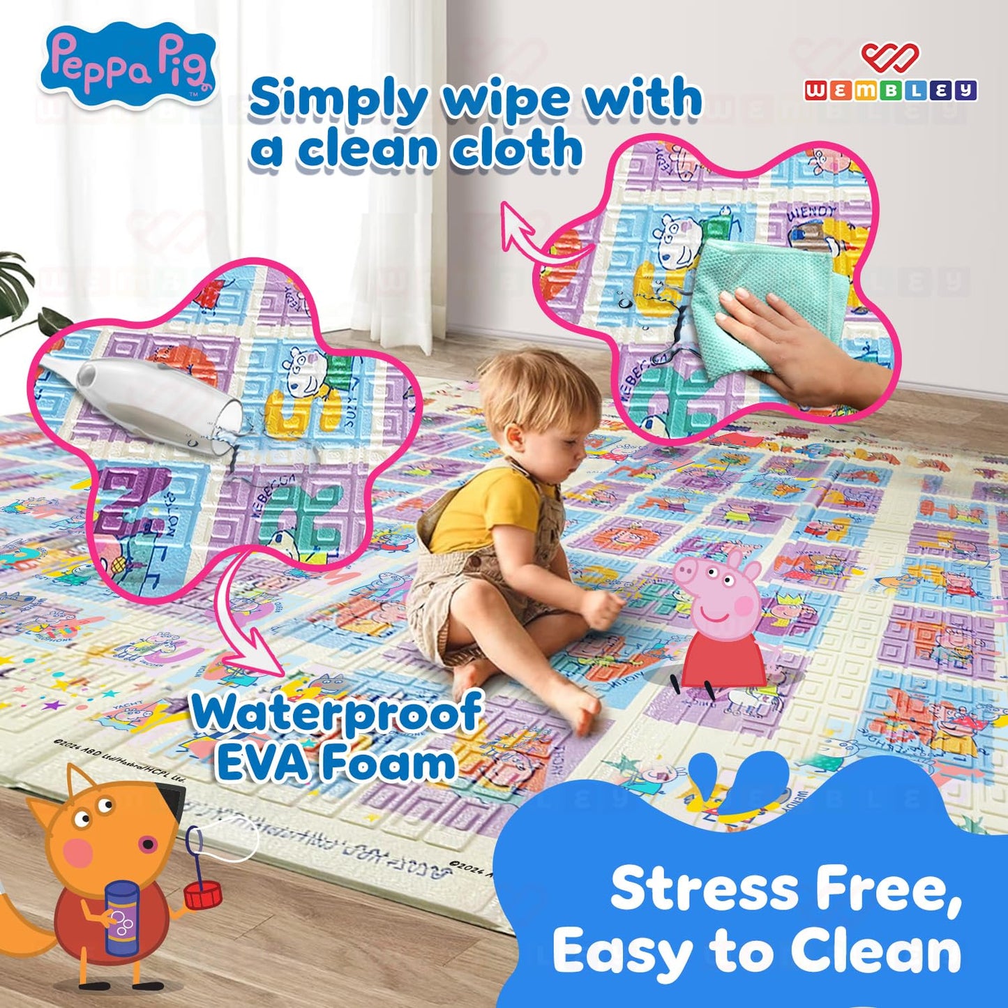 2-In-1 Reversible Peppa Pig Play Mat for Babies