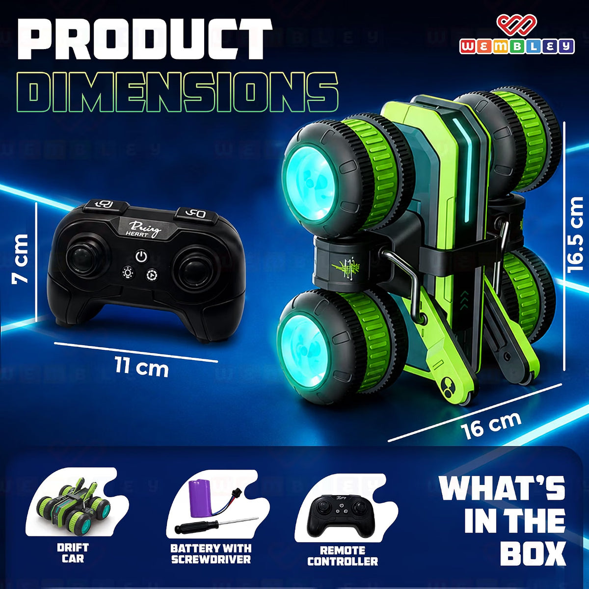 Blaze RC Drift Car with 2.4 GHz Remote Control & 360° Stunt Action