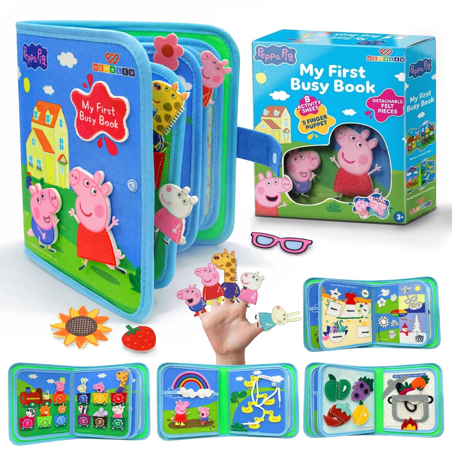 Peppa Pig-Themed Busy Book with 5 Finger Puppets