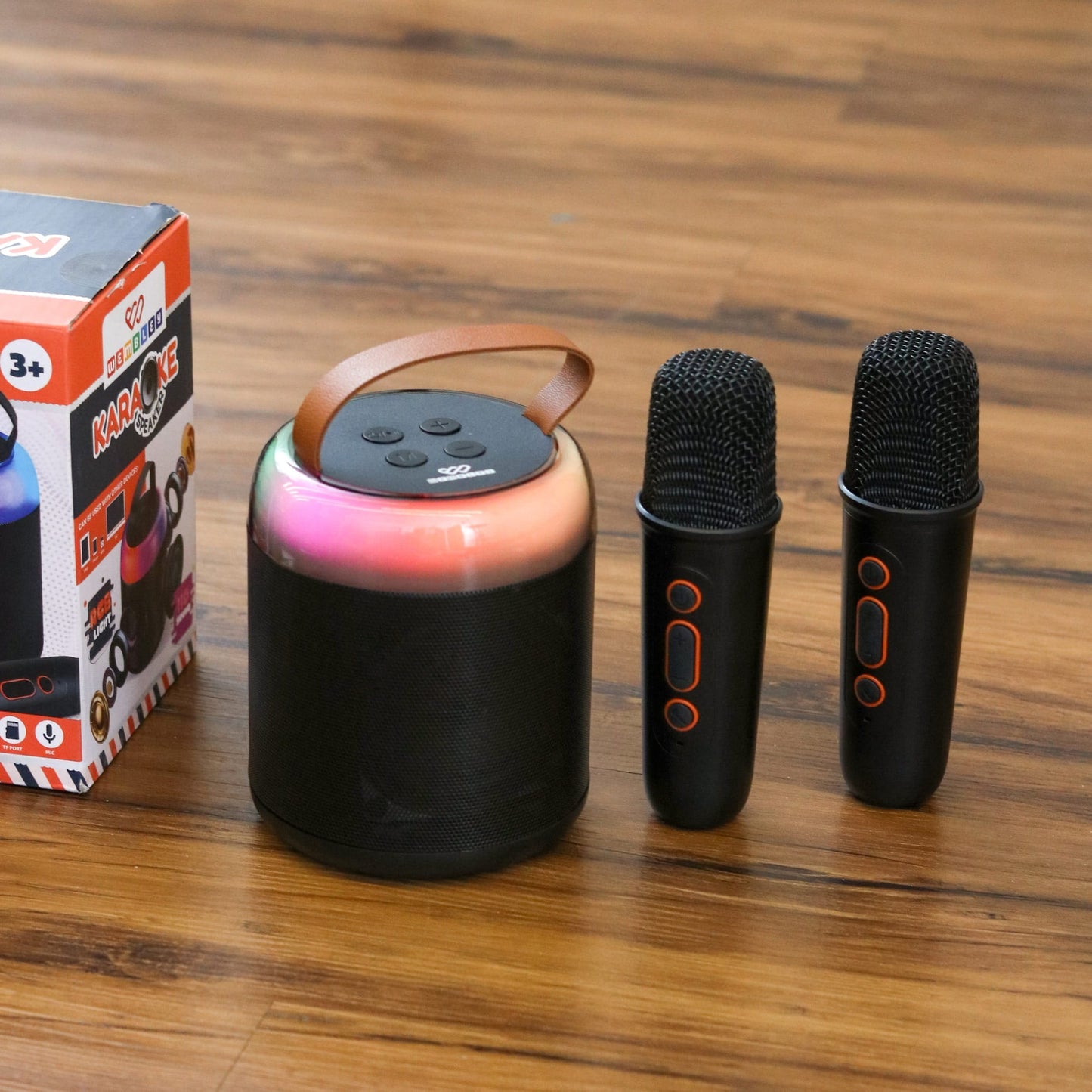 Bucket-Style Wireless Karaoke Speaker Set with Two Microphones
