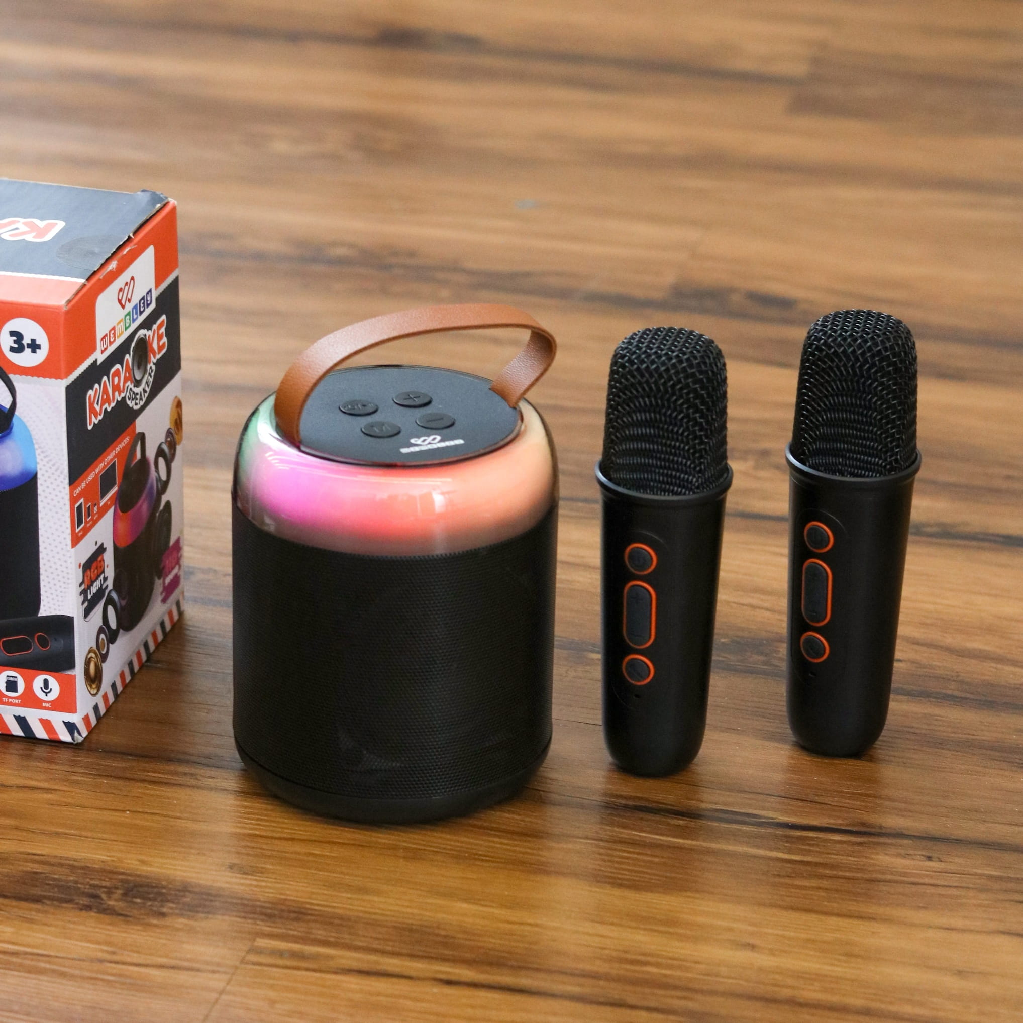 Bucket-Style Wireless Karaoke Speaker Set with Two Microphones