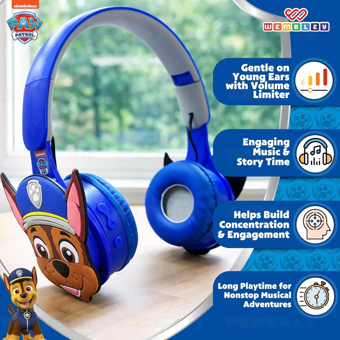 Paw Patrol-Themed Wireless Headphone with Mic for Kids
