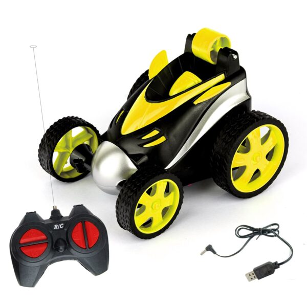 1:24 Scale Rechargeable Remote Control Stunt Car - Yellow - Wembley Toys